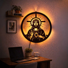 Jesus Christ LED Wall Decor Light – Lord Jesus, Yeshu Masih, Cross, Sacred Heart, Christian Wall Art for Home & Church