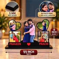 Personalized Anniversary & Wedding Gift Wooden Cutout | Couple Photo Table Stand