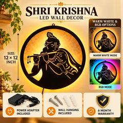 Radha Krishna LED Wall Decor Light – Radhe Krishna, Radhey Shyam, Vrindavan, Banke Bihari, Govind Wall Art for Home & Mandir