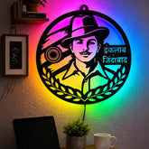 Bhagat Singh LED Wall Decor Light – Shaheed-e-Azam, Inquilab Zindabad, Freedom Fighter, Sardar Bhagat Singh Wall Art for Home & Office