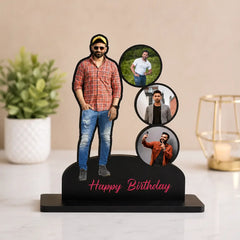 Personalized Birthday Wooden Cutout | Custom Name & Photo Table Stand Gift