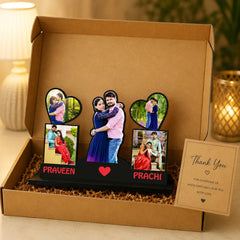 Personalized Anniversary & Wedding Gift Wooden Cutout | Couple Photo Table Stand