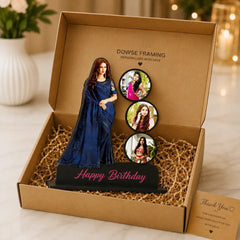 Personalized Birthday Wooden Cutout | Custom Name & Photo Table Stand Gift