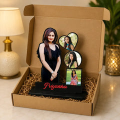 Personalized Love Couple Wooden Cutout | Romantic Photo Table Stand Gift