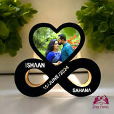 Personalized Infinity LED Heart Photo Frame – Customizable with Names and Date
