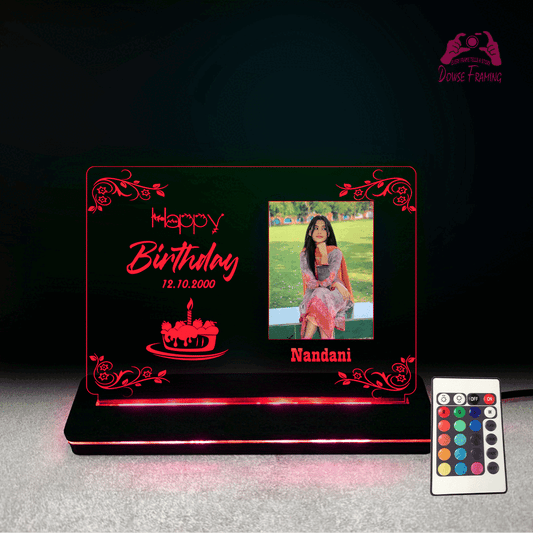Custom 3D LED Acrylic Birthday Lamp with Photo – Multicolor Light