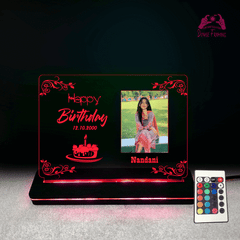 Custom 3D LED Acrylic Birthday Lamp with Photo – Multicolor Light