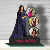 Personalized Birthday Wooden Cutout | Custom Name & Photo Table Stand Gift