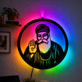 Guru Nanak Dev Ji LED Wall Decor Light – Waheguru, Nanak Ji, Satnam Waheguru, Sikh Guru Wall Art for Home & Gurudwara
