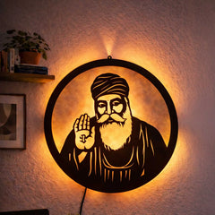 Guru Nanak Dev Ji LED Wall Decor Light – Waheguru, Nanak Ji, Satnam Waheguru, Sikh Guru Wall Art for Home & Gurudwara
