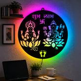Laxmi Ganesh LED Wall Decor Light – Maa Lakshmi Ganesh Ji, Diwali Decor, Shubh Labh, Riddhi Siddhi, Ganpati Laxmi Wall Art for Home & Mandir