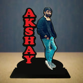 Personalized Wooden Frame with Name and Photo Cutout – Table Stand Design