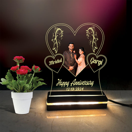 Personalized Anniversaries Engagements, Weddings, Gift. Acrylic Led base Lamp single Light & Multi Color with Remote DFL16