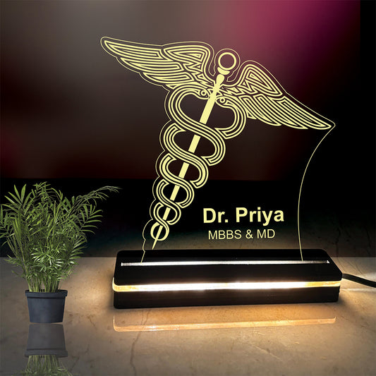Personalized Doctor Gift Acrylic Led base Lamp single Light & Multi Color with Remote DFLO9