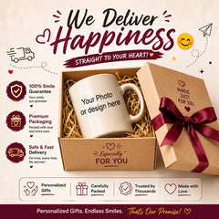 Premium packaging for personalized mugs, birthday gifts, anniversary gifts and customized gifts across India