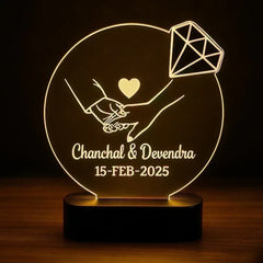 “Personalized Couple 3D Acrylic LED Lamp with Names & Date – Anniversary Gift”