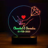 “Personalized Couple 3D Acrylic LED Lamp with Names & Date – Anniversary Gift”
