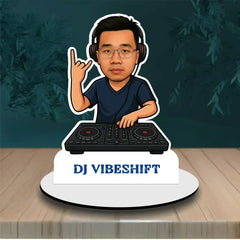 "Personalized DJ Caricature Standee with Custom Face and Name – Wooden 8x6 inch Gift for Music Lovers & DJs