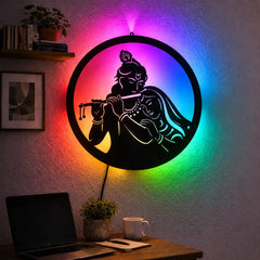 Radha Krishna LED Wall Decor Light – Radhe Krishna, Radhey Shyam, Vrindavan, Banke Bihari, Govind Wall Art for Home & Mandir