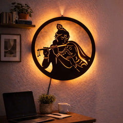 Radha Krishna LED Wall Decor Light – Radhe Krishna, Radhey Shyam, Vrindavan, Banke Bihari, Govind Wall Art for Home & Mandir