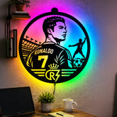 Cristiano Ronaldo LED Wall Decor Light – CR7, GOAT, Siuuu, Real Madrid, Manchester United, Al Nassr Football Wall Art for Home & Sports Room