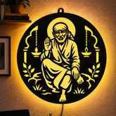 Sai Baba LED Wall Decor Light – Shirdi Sai Baba, Sai Nath, Sabka Malik Ek, Sai Ram Wall Art for Home & Mandir