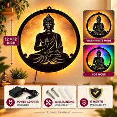 Buddha LED Wall Decor Light – Gautam Buddha, Siddharth, Tathagata, Dhamma, Zen Buddha Wall Art for Home & Bedroom