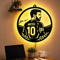 Lionel Messi LED Wall Decor Light – Messi, GOAT, La Pulga, Argentina, Barcelona, Inter Miami, World Cup Champion Football Wall Art