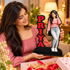 Personalized Custom Name & Photo Wooden Cutout | Any Text Table Stand Gift