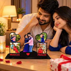 Personalized Anniversary & Wedding Gift Wooden Cutout | Couple Photo Table Stand