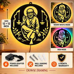 Sai Baba LED Wall Decor Light – Shirdi Sai Baba, Sai Nath, Sabka Malik Ek, Sai Ram Wall Art for Home & Mandir