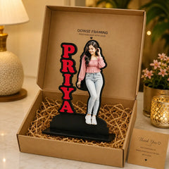 Personalized Custom Name & Photo Wooden Cutout | Any Text Table Stand Gift