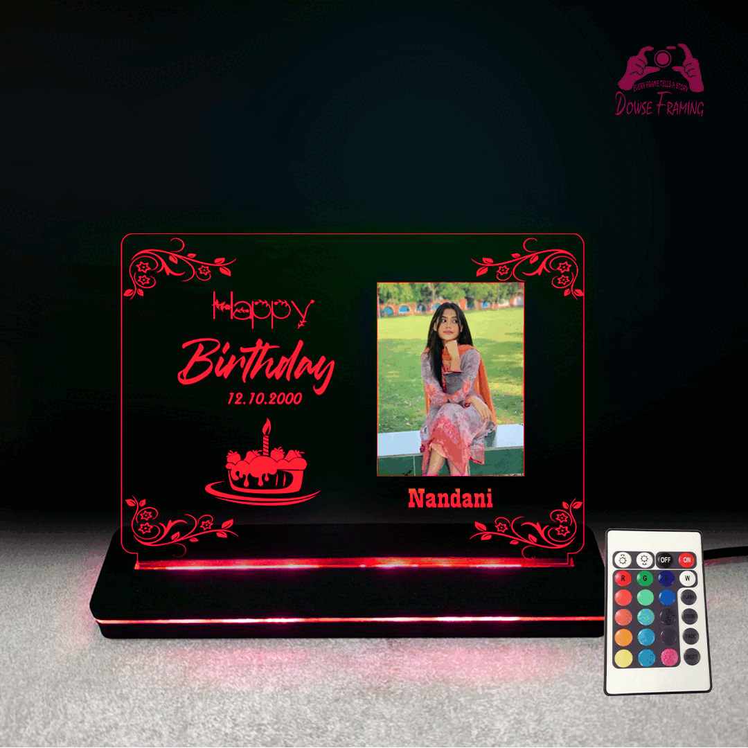 Custom 3D LED Acrylic Birthday Lamp with Photo – Multicolor Light
