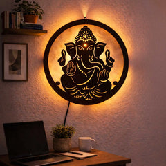 Ganesh Ji LED Wall Decor Light – Ganesha, Ganpati, Vinayak, Gajanand, Lambodara, Vighnaharta Wall Art for Home & Mandir