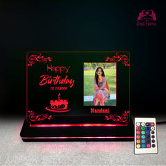 Custom 3D LED Acrylic Birthday Lamp with Photo – Multicolor Light