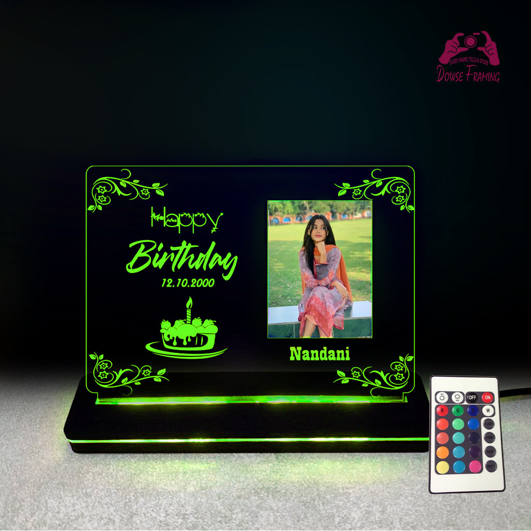 Custom 3D LED Acrylic Birthday Lamp with Photo – Multicolor Light