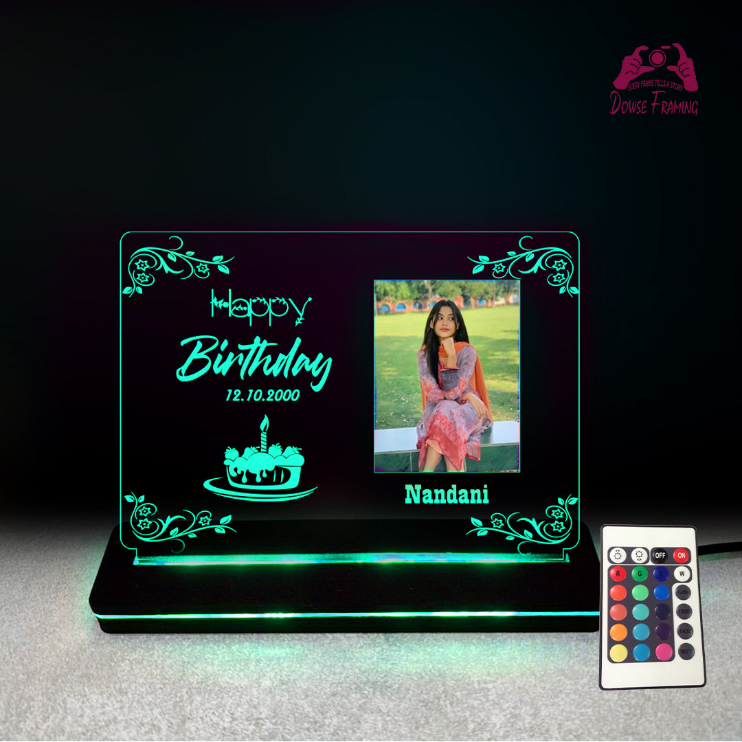 Custom 3D LED Acrylic Birthday Lamp with Photo – Multicolor Light