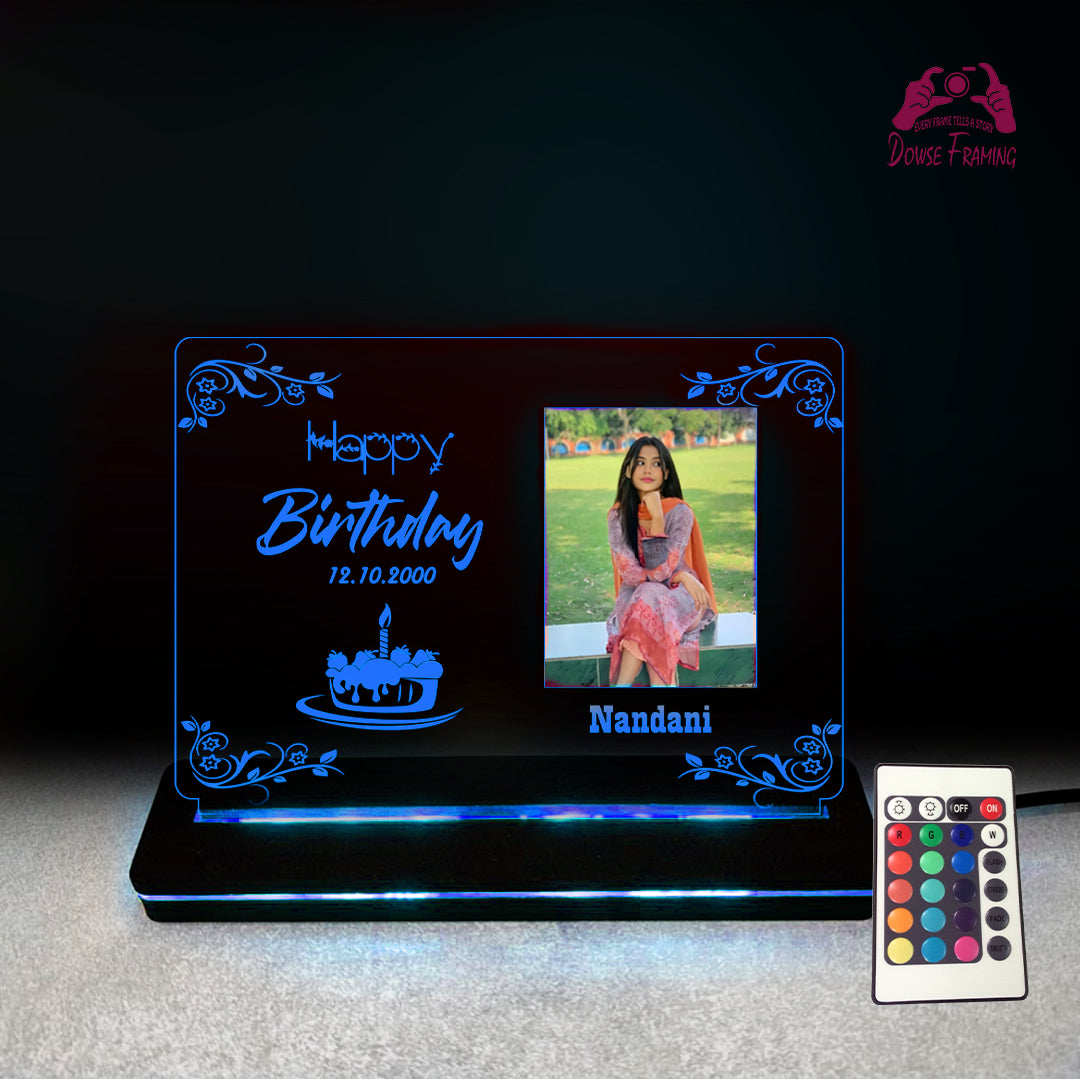 Custom 3D LED Acrylic Birthday Lamp with Photo – Multicolor Light