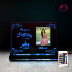 Custom 3D LED Acrylic Birthday Lamp with Photo – Multicolor Light