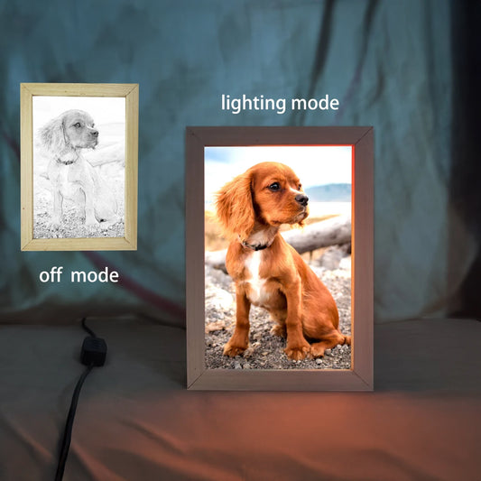 Personalized Dog Sketch Magic LED Frame – Sketch to Color Photo Transformation | Custom Pet Frame