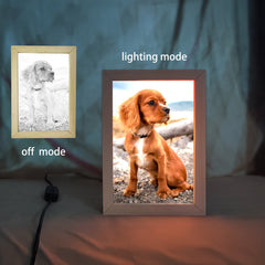 Personalized Dog Sketch Magic LED Frame – Sketch to Color Photo Transformation | Custom Pet Frame