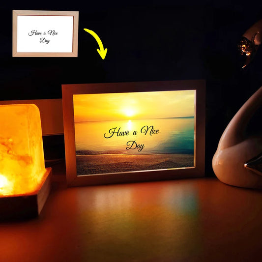 Personalized Motivational Magic LED Frame | Custom Text to Sunrise Photo | Inspirational Gift Frame