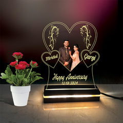 Personalized  Anniversaries Engagements, Weddings, Gift. Acrylic Led base Lamp single Light & Multi Color with Remote DFL16