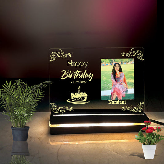 Custom 3D LED Acrylic Birthday Lamp with Photo – Multicolor Light

