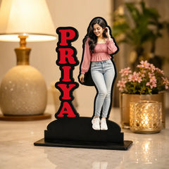 Personalized Custom Name & Photo Wooden Cutout | Any Text Table Stand Gift