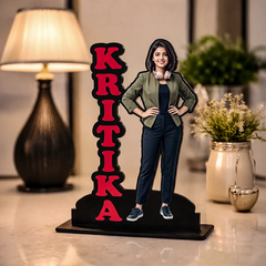Personalized Custom Name & Photo Wooden Cutout | Any Text Table Stand Gift