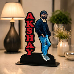 Personalized Custom Name & Photo Wooden Cutout | Any Text Table Stand Gift