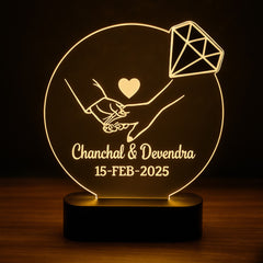 “Personalized Couple 3D Acrylic LED Lamp with Names & Date – Anniversary Gift”