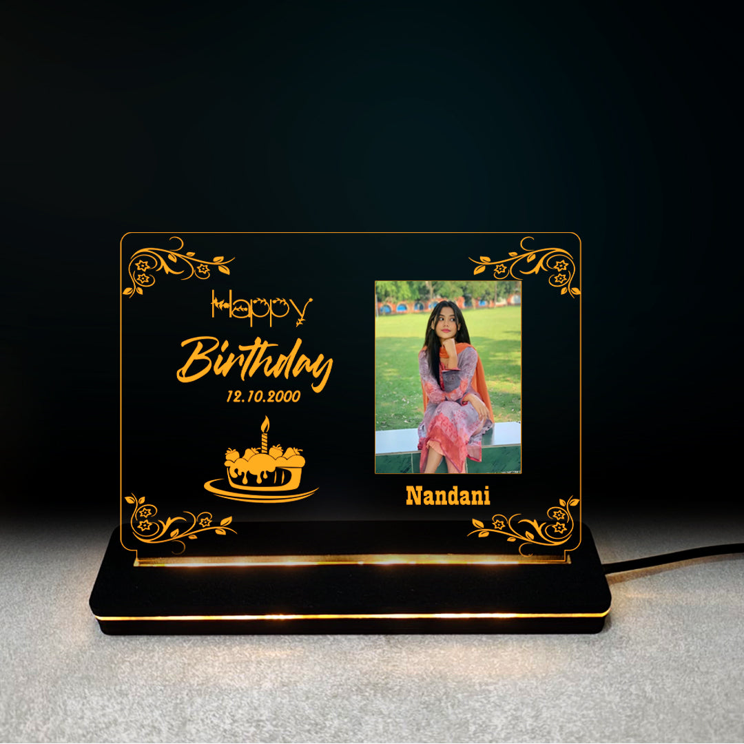 Custom 3D LED Acrylic Birthday Lamp with Photo – Multicolor Light