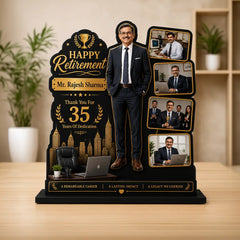 Retirement Cutout Table Stand – Personalized Acrylic & MDF Gift